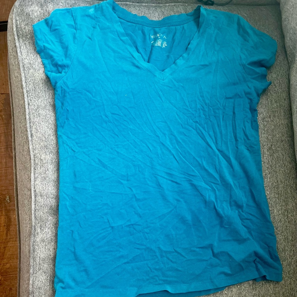 Dark teal V-neck T-shirt